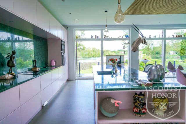 modern architecture pink kitchen udsigt til sø location denmark scoutshonor 55